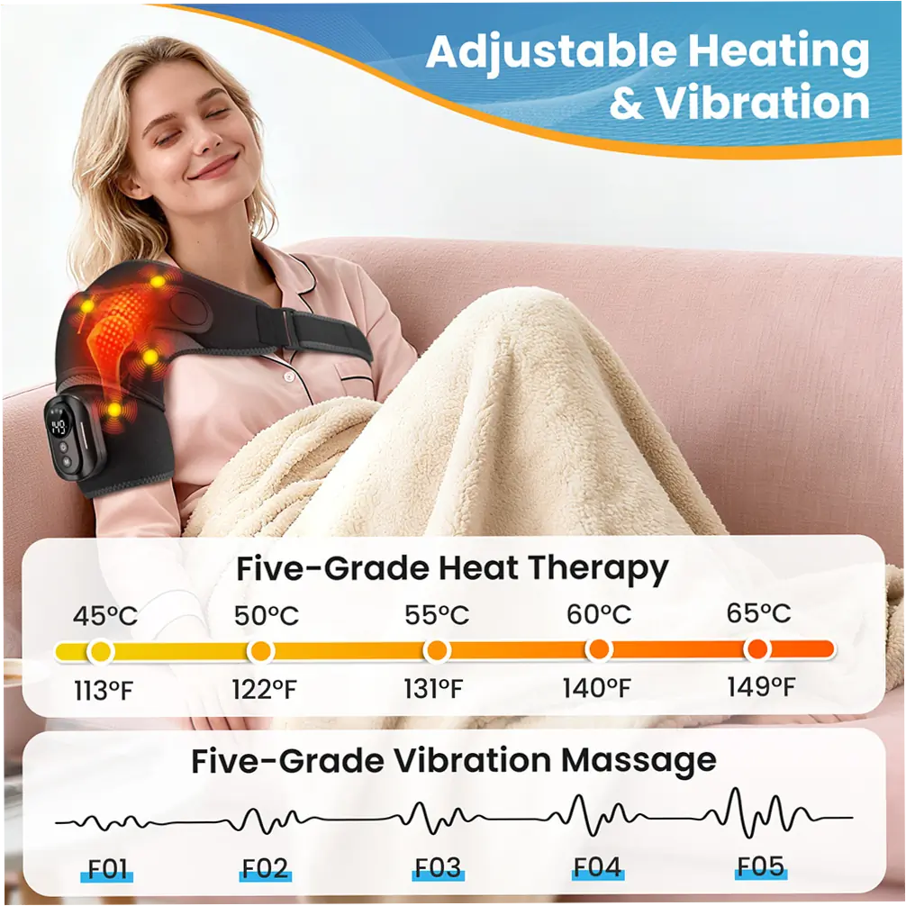 Heated Vibration Shoulder Massager with Remote